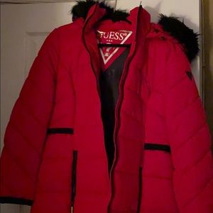 Red and Black guess coat